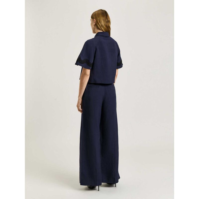 Veronika Maine Viscose Linen Twill Shirt With Lace image number 5